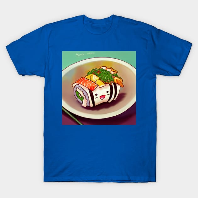 Kawaii Anime Sushi T-Shirt by Grassroots Green